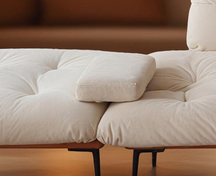 Modular Origami-Inspired Tufted Daybed - Cream Fabric Lounge with Adjustable Backrests