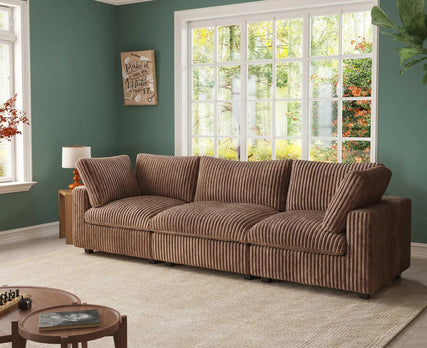 Cloud Sofa Living Room Furniture Brown Corduroy Modular Sectional Couch Sofa Set