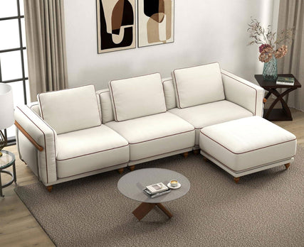 Down-Filled Modular Deep Seat Couch L-shaped Chenille Sectional Sofa