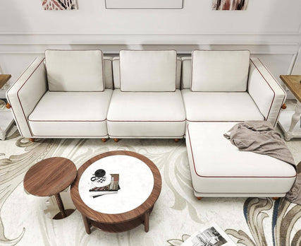 Down-Filled Modular Deep Seat Couch L-shaped Chenille Sectional Sofa