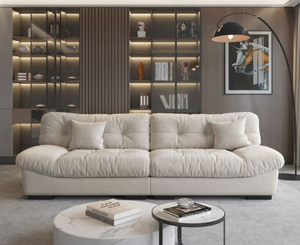 Cloud Modular Sectional Sofa,105" Scrub Velvet Minimalist Sofa Couch with 2 Pillows