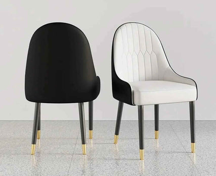 Darg Modern Dining Chairs With PU Leather in White & Black with Sleek Metal Legs