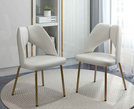 Faux Leather Dining Chairs with Gold Metal Legs with modern design