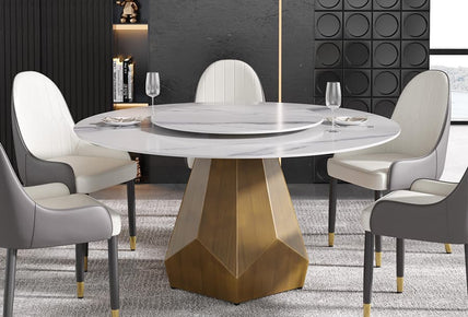 White Artificial Stone Turntable,White Dining Table Only White Metal Sintered Stone