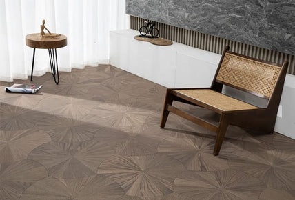 Black Walnut Large Lotus Leaf Shaped Parquet Wooden Flooring