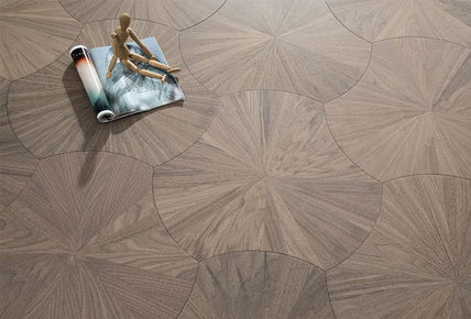 Black Walnut Large Lotus Leaf Shaped Parquet Wooden Flooring
