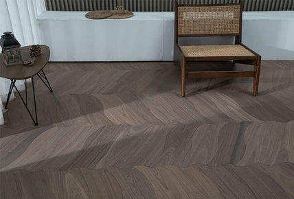 Black Walnut Shaped Parquet Flooring Large Leaf Shape
