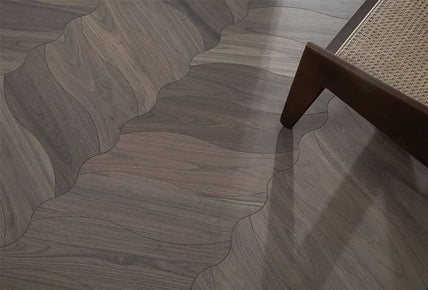 Black Walnut Shaped Parquet Flooring Large Leaf Shape