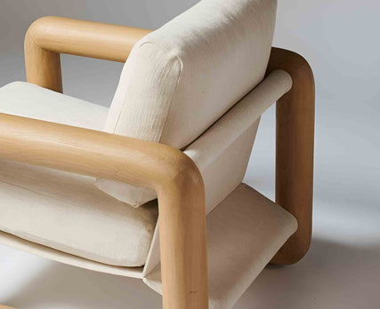 Four Hands Romeo Chair in Bergamo Parchment, featuring a natural beech wood