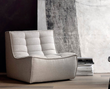 Dark Beige Fabric Italian Modern Minimalist Armless Couch One Seater Sofa