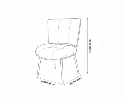Modern Elegant Curved Back Leather Dining Chair High-End Residential Furniture With Slim Tapered Metal Legs