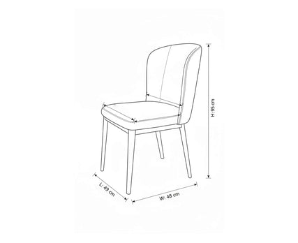 Elegant Contemporary High End Padded Leather Dining Chair Silla Comedor With Tapered Metal Legs