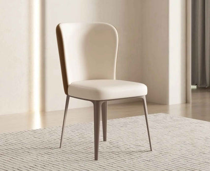 Elegant Contemporary High End Padded Leather Dining Chair Silla Comedor With Tapered Metal Legs