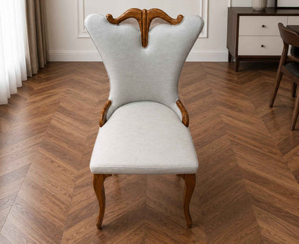 Elegant Royal Wood Frame Padded Dining Chair Wingback Accent Seat With Curved Cabriole Legs
