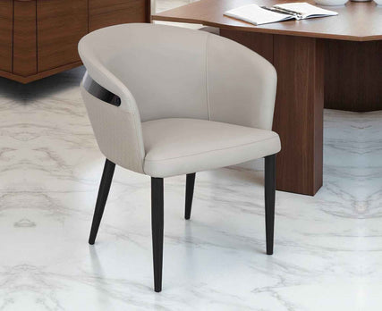 Elegant Curved Back Accent Dining Chair Premium Upholstered Armchair With Tapered Black Legs