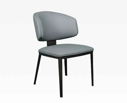 Elegant Contemporary Padded Backrest Leather Dining Chair Modern Silla Comedor With Tapered Steel Legs