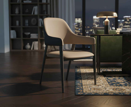 Premium Contemporary Solid Wood Upholstered Armchair Designer Leather Dining Room Chair