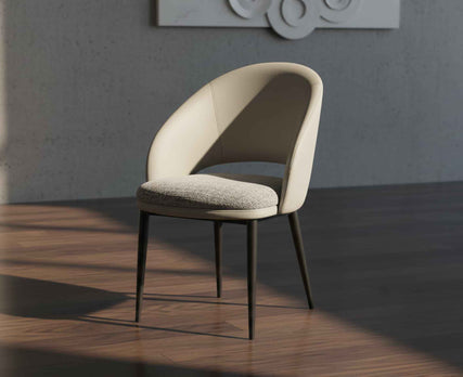 Premium Nordic Boucle Upholstered Dining Armchair Contemporary Leather Guest Seat