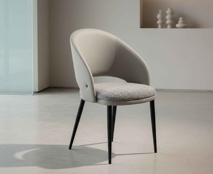 Premium Nordic Boucle Upholstered Dining Armchair Contemporary Leather Guest Seat