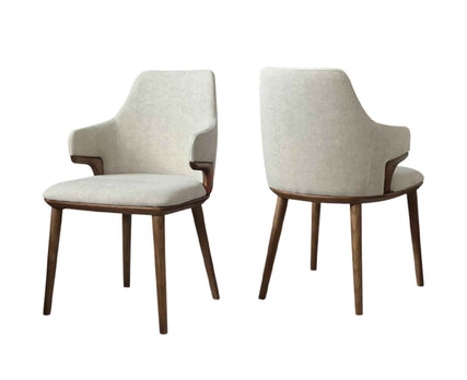 Elegant Mid Century Walnut Wood Upholstered Leather Armchair Modern Dining Seating