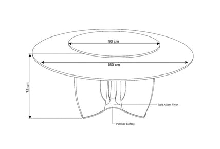 Modern Luxury Marble Top Round Dining Table – Polished Chrome Base with Integrated Lazy Susan, Minimalist Architectural Design