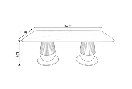 Luxury Modern Marble Top Dining Table With Gold Pedestal Base For Home Villa