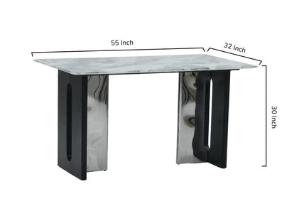 Luxury Modern Marble Top Rectangle Dining Table Chrome Metal Base Mesa De Comedor