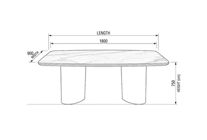 Elegant Minimalist Marble Top Rectangular Dining Table With Modern Metal Base