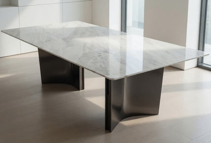 Modern Luxury Italian Marble Top Dining Table Rectangular Polished Stone Desk Surface
