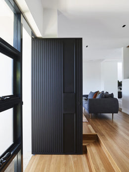 Modern Black Fluted Panel Luxury Entrance Door