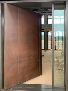 Modern Minimalist Mahogany Wood Pivot Door For Luxury Home Entrances