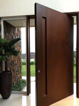 Modern Minimalist Mahogany Wood Pivot Door For Luxury Home Entrances