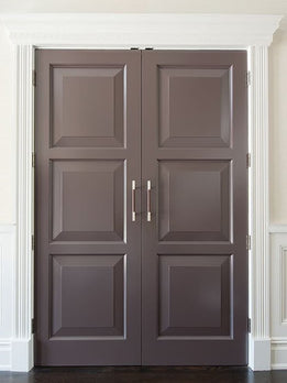 Modern Grey Three Panel Double Door With Silver Handles