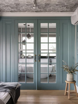 Premium Custom Finished Teal Double Door For High End Homes