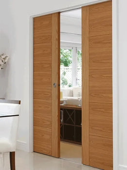 Contemporary Natural Oak Grain Finish Internal Pocket Door