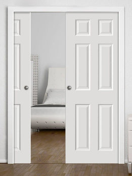Traditional White Molded Double Leaf Internal Pocket Door