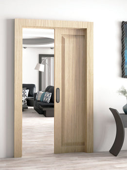 Minimalist Space Saving Light Wood Interior Pocket Door