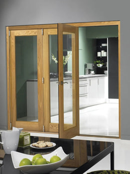 Premium Quality Wooden Glass Folding Bifold Pivot Door