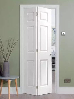 Traditional White Wood Bifold Interior Folding Pivot Door