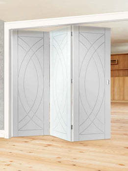 Contemporary Designer White Finish Bifolding Interior Door
