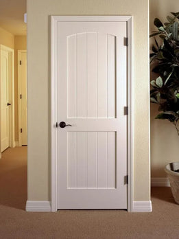Modern White Arched Two Panel Interior Door with Black Handle
