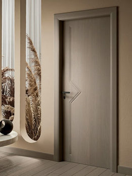 Premium Designer Interior Wood Door with Modern Vertical Geometric Detail